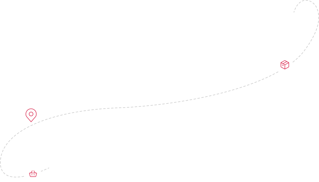 icono de caja y ubicación conectado por líneas - Trasteros en Alfafar